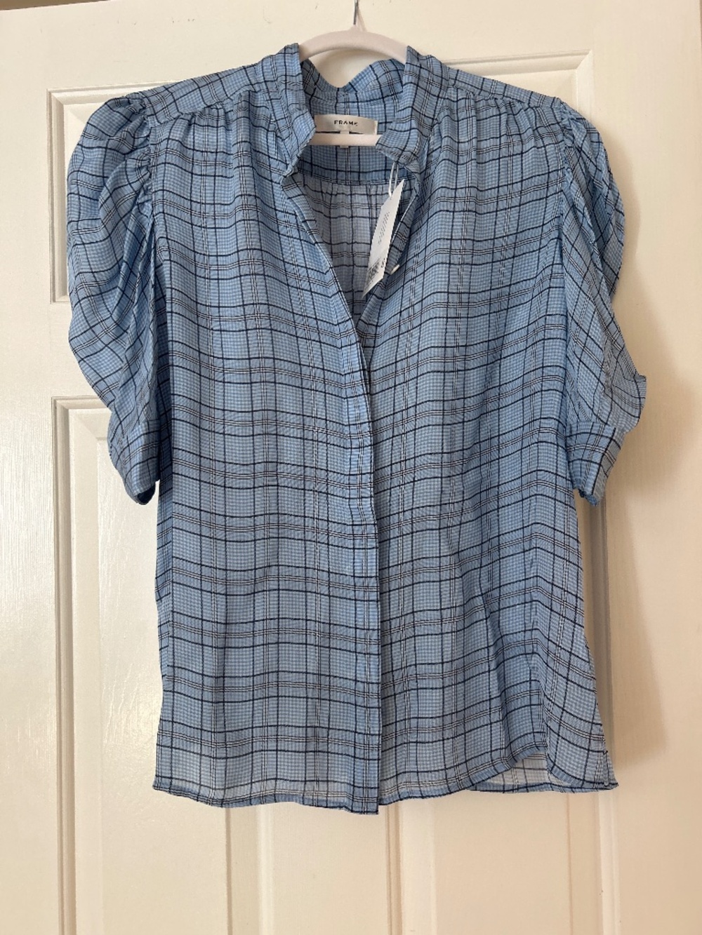 Blue silk blouse